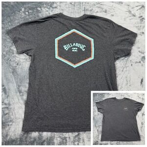 Billabong Mens Premium Graphic T-Shirt Charcoal Gray Heather Logo Tee Size M